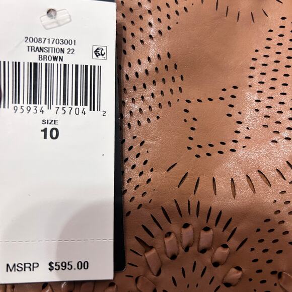 NEW Lauren Ralph Lauren Black Label Tooled Leather Pencil Skirt Sz 10 Brown Luxe - Picture 10 of 13